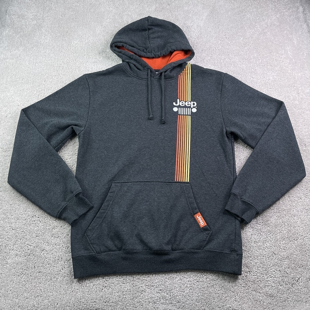 JEEP Hoodie Mens Medium Grey Wrangler Logo Pullover Sweatshirt Jedco